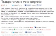Beppe Grillo, sul blog scompare un commento tra i più votati