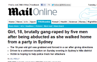 Diciottenne rapita e stuprata brutalmente da 5 uomini
