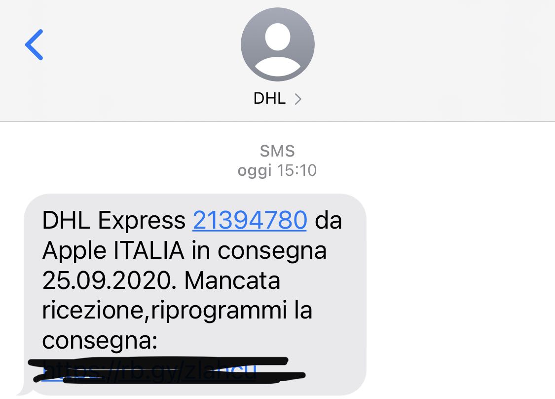 SMS truffa DHL